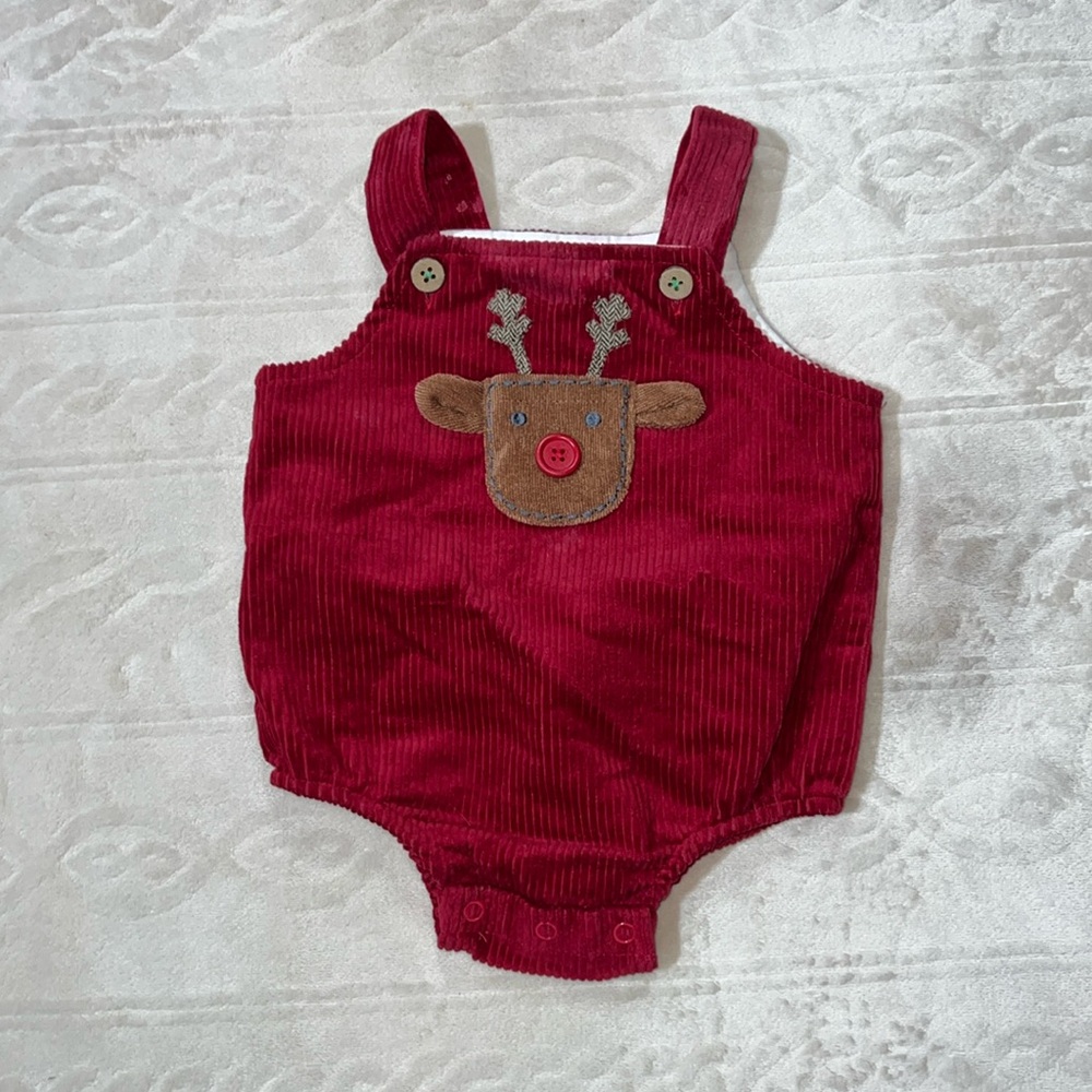 Mudpie reindeer‎ onesie 3-6m